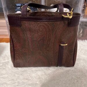 Elegant Paisley Tote Bag with Gold Details